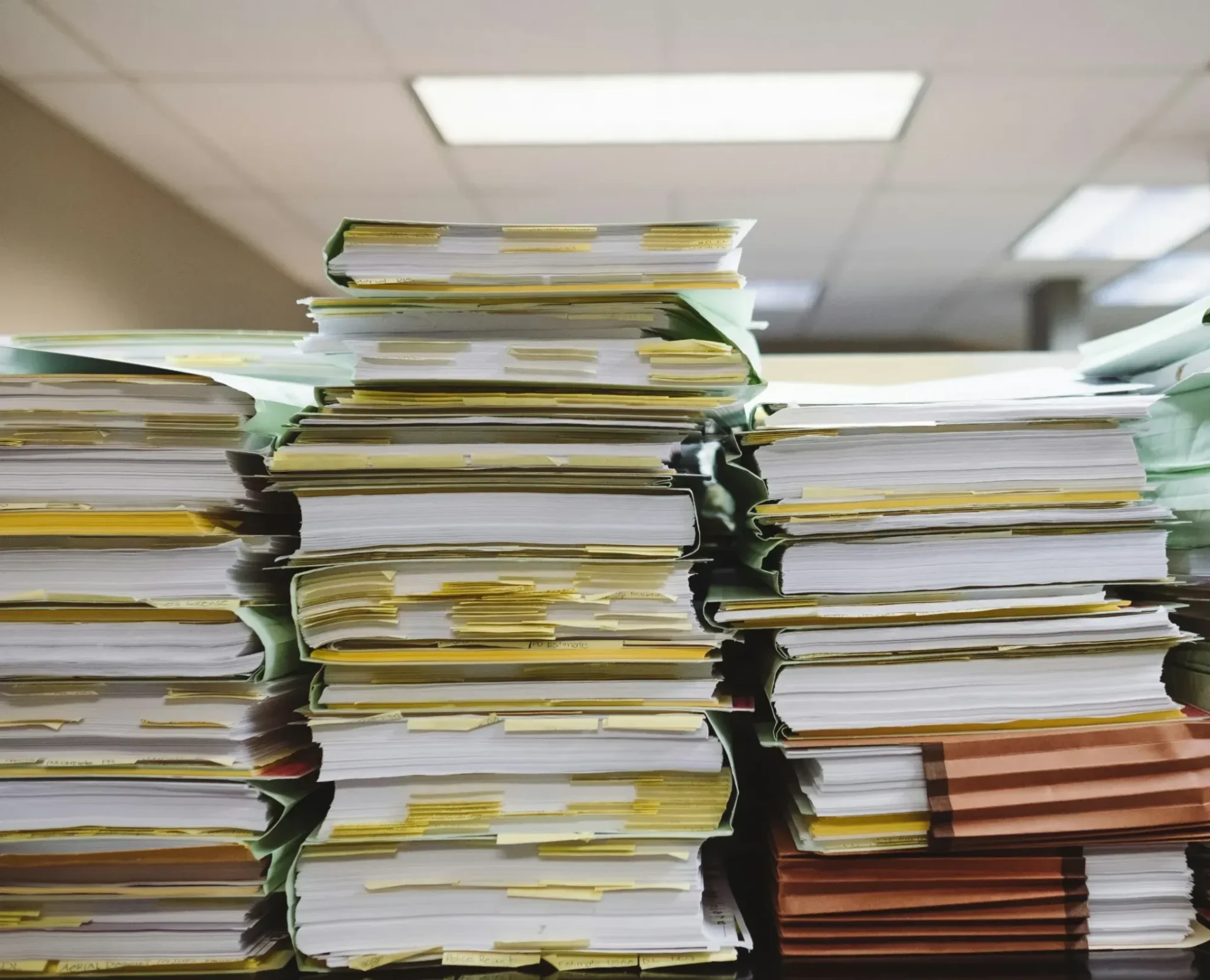 Stacks of annuity paperwork and fine print