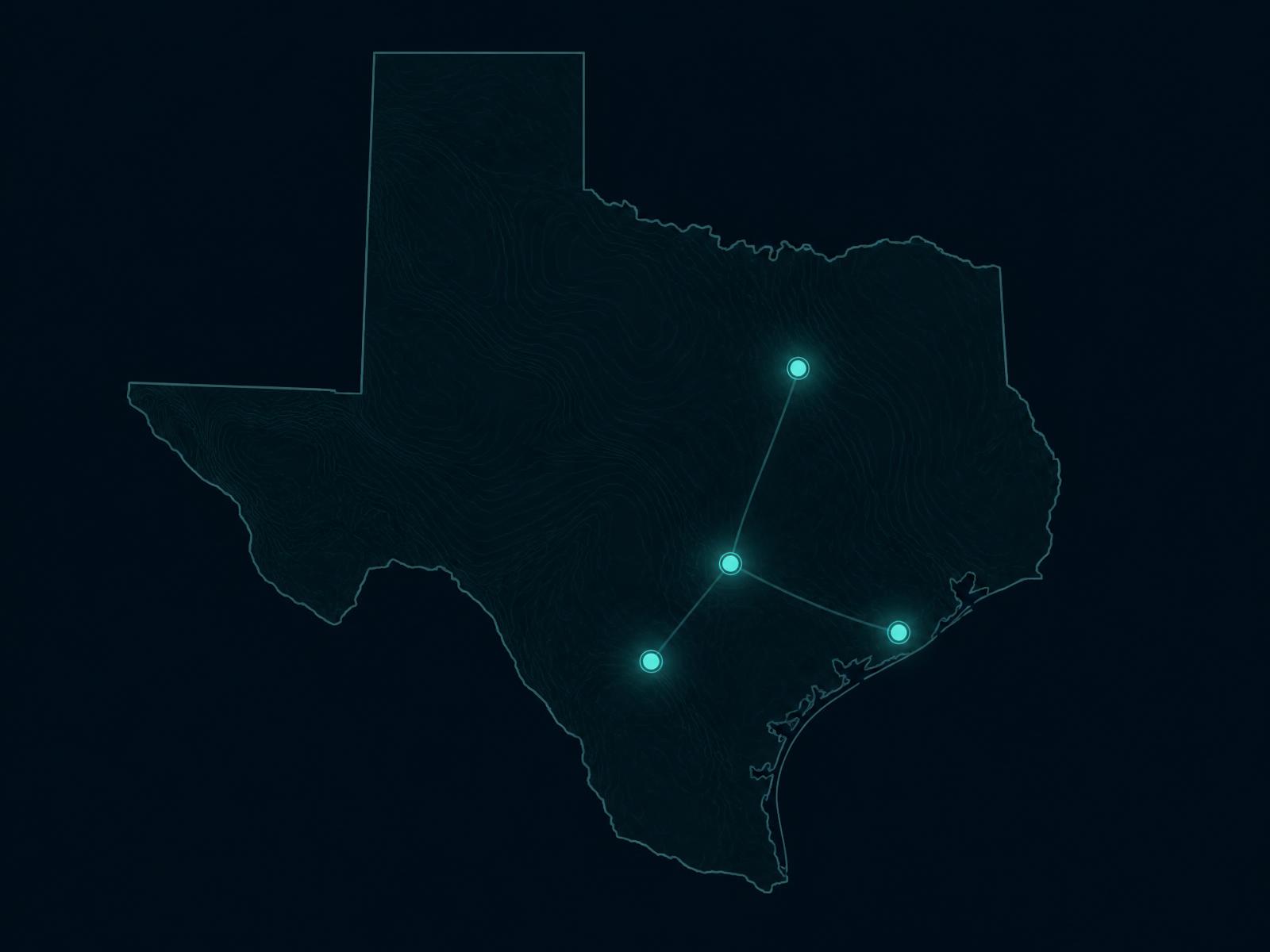 Map of Texas highlighting the Dallas-Fort Worth, Austin, San Antonio, and Houston growth corridors